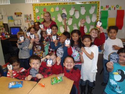 Miss Young & the Kids on Valentine's Day